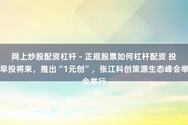 网上炒股配资杠杆 - 正规股票如何杠杆配资 投极早投将来，推出“1元创”，张江科创策源生态峰会举行